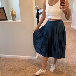 High Waisted Majolica Blue Pleated Skirt